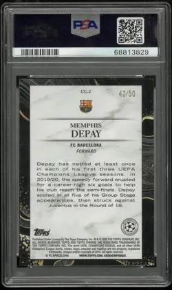 Memphis Depay PSA 10 Chasing Glory Gold /50 2021-22 Topps Chrome UCL Refractor - Image 2