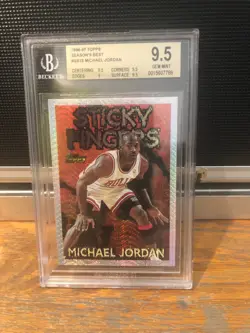 1996-97 Topps Season's Best Michael Jordan Sticky Fingers BGS 9.5 GEM in Display - Image 1