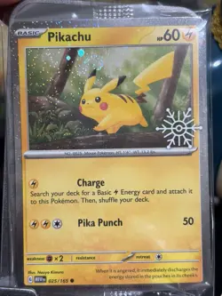 Pokemon Pikachu 025/165 Holiday Stamp Holo💫SWIRL💫 Sealed - Image 1