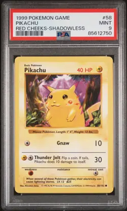 Pikachu Red Cheeks 58/102 - Base Set Shadowless - PSA 9 - Pokemon Card - Image 1