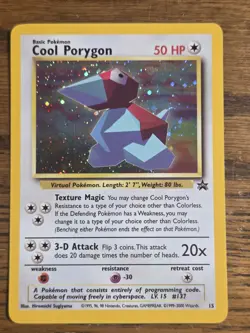 Pokemon Wotc Black Star Promo #15 Holo COOL PORYGON *never played* - Image 1