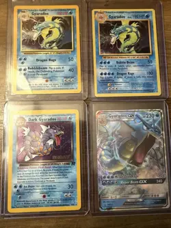 Pokemon TCG Gyarados 3 Card Lot: Dark Gyarados 8/82 Prerelease, GX SM212 - Image 1
