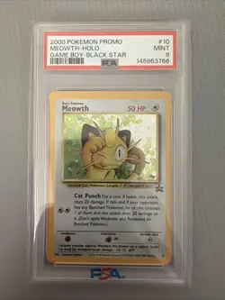 2000 POKEMON PROMO BLACK STAR GAME BOY #10 MEOWTH-HOLO PSA 9 - Image 1