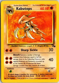1999 POKEMON CLASSIC - FOSSIL KABUTOPS #24 - Image 1