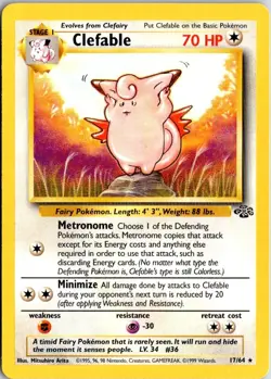 1999 POKEMON JUNGLE CLEFABLE (17) #17/64 - Image 1