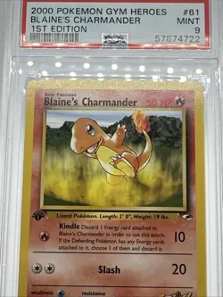 2000 POKEMON GYM HEROES #61 BLAINE'S CHARMANDER 1ST EDITION PSA 9 - Image 3