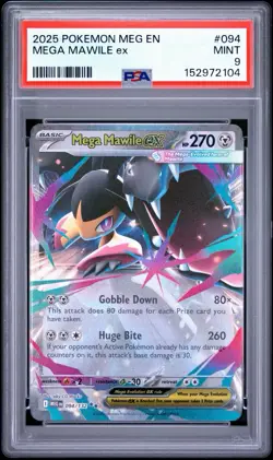 2025 Pokemon Mega Mawile ex 094/132 PSA 9 Mint Mega Evolution - Image 1