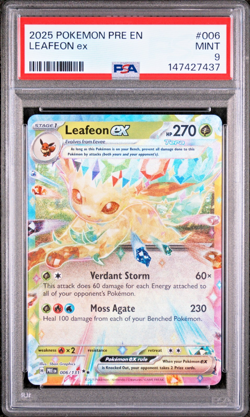 PSA 9 Pokemon TCG SVE Leafeon ex 006/131 Prismatic Evolutions Holo - Image 1