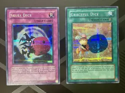 Yu-Gi-Oh! Graceful Dice EDS-002 & Skull Dice EDS-003 Secret Rare Set LP/MP Vintg - Image 1