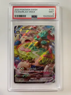 2020 Pokemon Snorlax VMAX 142/202 Sword & Shield PSA 9 Full Art Ultra Rare Holo - Image 1