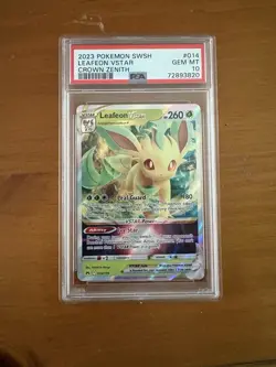 Pokemon TCG Leafeon VSTAR Crown Zenith Holo Ultra Rare Card 014/159 PSA 10 - Image 1