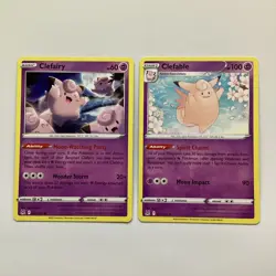 Pokemon TCG Clefairy 062/196 + Clefable 063/196 Non-Holo 2-Card Lot - Image 1