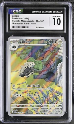 CGC 10 Lairon Holo 184/167 IR Twilight Masquerade Pokemon Card #184 Gem Mint - Image 1