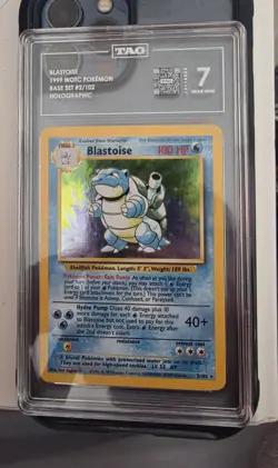 Pokemon TCG Blastoise Holo Card Base Set 2/102 Unlimited Tag 7 Near Mint 1999 - Image 1