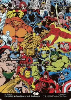 Anthem of Champions (Borderless) FOIL 85 MAR Marvel Universe Eternal-Legal NM - Image 1