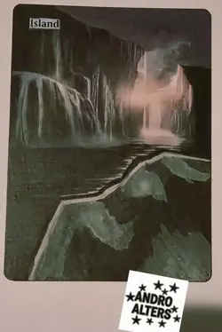 Island Landscape Altered Art Hand Painted MTG Magic the Gathering Ross Lagoon - Image 1
