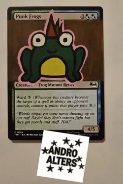 Punk Frogs Altered Art Hand Painted MTG Magic the Gathering Cartoon TMNT cute - Image 1