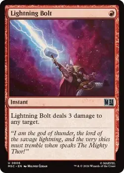 Lightning Bolt Foil 806 Marvel Super Heroes Magic the Gathering MTG - Image 1