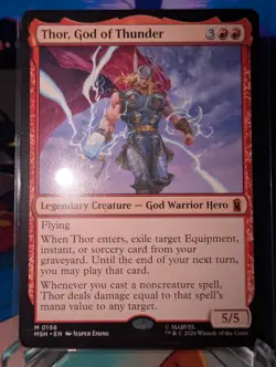 MTG Thor God of Thunder M 0156 Marvel Super Heroes Mythic Rare NM Magic Card - Image 1