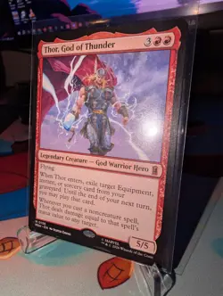 MTG Thor God of Thunder M 0156 Marvel Super Heroes Mythic Rare NM Magic Card - Image 3
