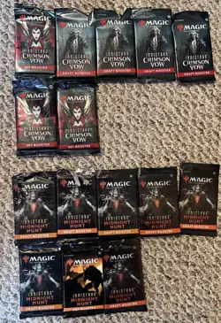 Magic: The Gathering CrimsonVow/Midnight Hunt 15x Booster Packs (Opened but New) - Image 3