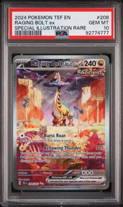 2024 POKEMON TEF EN-TEMPORAL FORCES #208 RAGING BOLT EX PSA 10 - Image 1