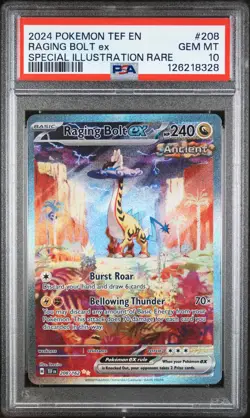 2024 POKEMON TEF EN-TEMPORAL FORCES #208 RAGING BOLT EX PSA 10 - Image 1