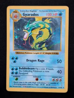 Gyarados 6/102 Base Set (Shadowless) Pokemon LP Unlimited Holo - Image 1