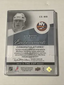 12-13 UD The Cup Enshrinements Mike Bossy 21/50 Wet Autograph HOF Dynasty - Image 2