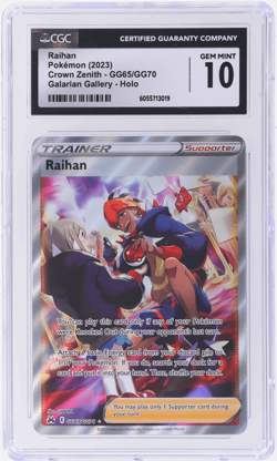 2023 Pokemon Sword and Shield Crown Zenith Raihan #GG65 CGC 10 - Image 1