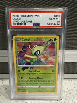 Celebi Amazing Rare Pokemon Sword & Shield Vivid Voltage #9 PSA 10 Gem Mint - Image 1