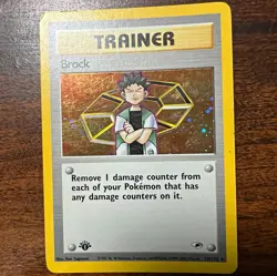 Pokemon Brock 15/132 Gym Heroes 1st Edition Holo Rare WoTC Heavily Played - Image 1