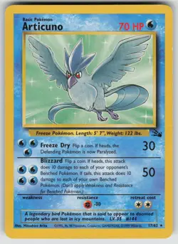 Articuno 17/62 Rare Fossil Pokemon Unlimited Moderately Played - Image 1