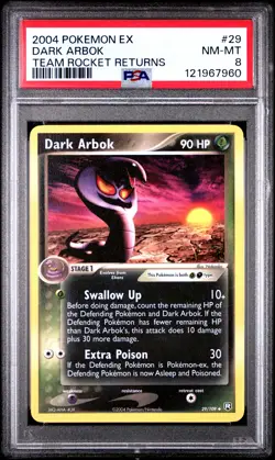 2004 POKEMON EX TEAM ROCKET RETURNS #29 DARK ARBOK PSA 8 - Image 1