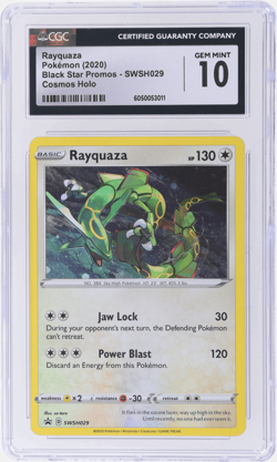 2020 Pokemon Black Star Promo Rayquaza Triple Blisters Holo #SWSH029 CGC 10 - Image 1