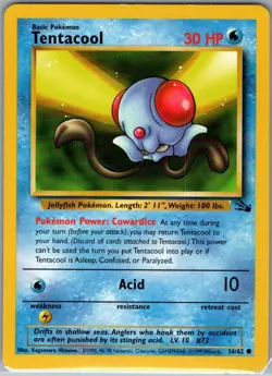 Tentacool 56/62 Non Holo Fossil - Pokemon Card - NM - Image 1