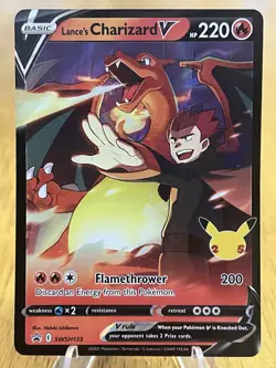Lance's Charizard V SWSH133 Black Star Promo Pokemon Celebrations Near Mint - Image 1