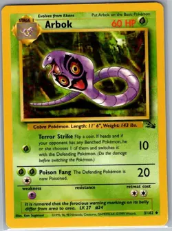 Arbok 31/62 Non Holo Fossil - Pokemon Card - NM - Image 1