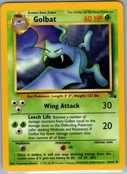 Golbat 34/62 Non Holo Fossil - Pokemon Card - NM - Image 1