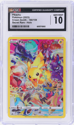 2023 Pokemon Sword and Shield Crown Zenith Pikachu #160 CGC 10 - Image 1