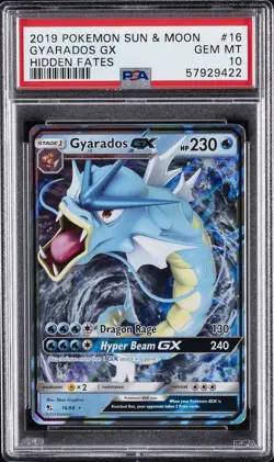 2019 POKEMON SUN & MOON HIDDEN FATES #16 GYARADOS GX PSA 10 - Image 1