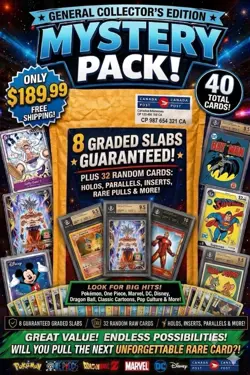 MYSTERY PACK~8 Guaranteed GRADED SLABS+32 Bonus Cards!Anime/Cartoon/NonSports/TV - Image 1