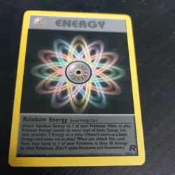 RAINBOW ENERGY 80/82 Rare TEAM ROCKET Pokemon Unlimited Moderately Played - Image 2