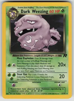 Dark Weezing 31/82 Rare Team Rocket Pokemon Unlimited Lightly Played - Image 1