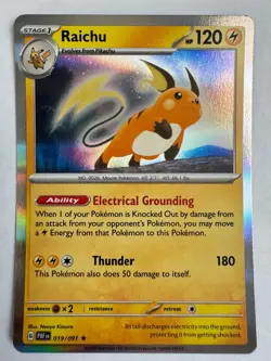 Pokemon TCG Raichu Holo Rare Paldean Fates PAF 019/091 NM - Image 1