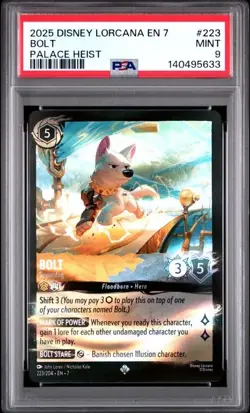 Disney Lorcana Palace Heist Dream Foil - Bolt - Superdog (223/204) PSA 9 Promo - Image 1