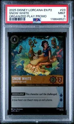 DISNEY LORCANA EN P2-PROMO #23 SNOW WHITE ORGANIZED PLAY PROMO PSA 9 - Image 1