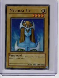 Damaged Yugioh TCG LOB-062 Mystic Elf Super Rare Unlimited - Image 1