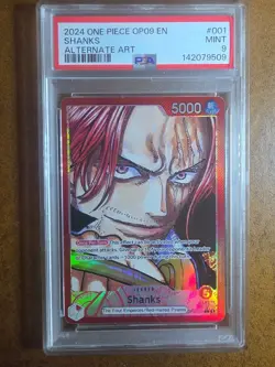 One Piece CCG Shanks OP09-001 Leader Alt Art PSA 9 - Image 1