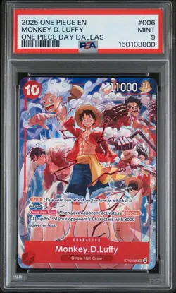 2025 One Piece Promos #006 Monkey D. Luffy Dallas Day PSA 9 Mint - Image 1